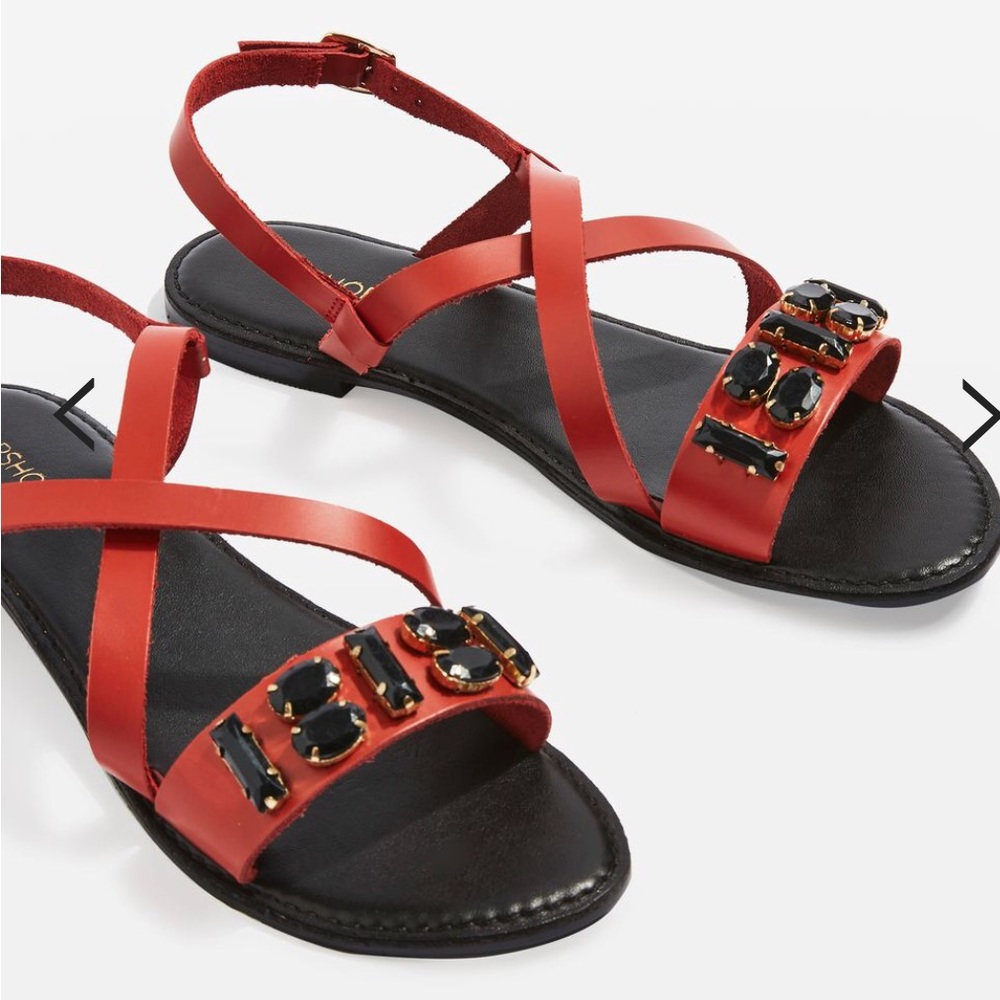 Leather jeweled top shop sandals